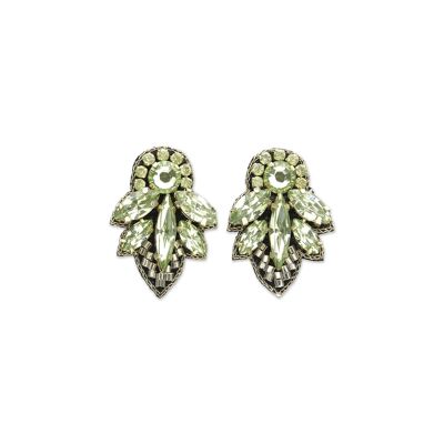 Mint Mini Crystal Leaf Earrings