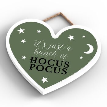 P2802 - Hocus Pocus Plaque à suspendre en bois sur le thème de la sorcellerie en forme de cœur d'Halloween 4