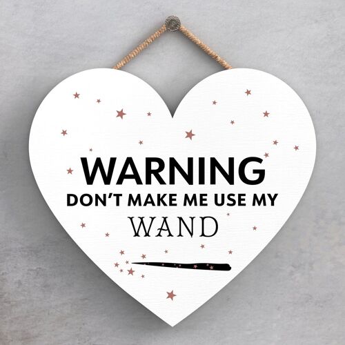 P2817 - Get My Wand Heart Shaped Witchcraft Themed Halloween Wooden Hanging Plaque