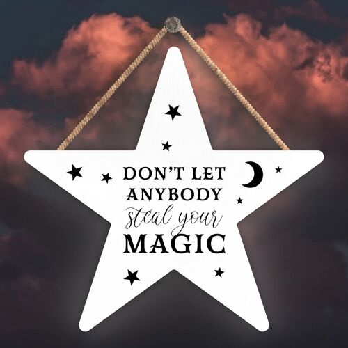 P2870 - Steal Your Magic Star Shaped Witchcraft Themed Halloween Wooden Hanging Plaque