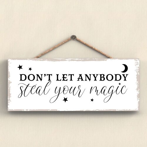 P2920 - Steal Your Magic Rectangle Witchcraft Themed Halloween Wooden Hanging Plaque