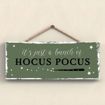 P2925 - Hocus Pocus Rectangle Witchcraft Thème Halloween Plaque à suspendre en bois 1
