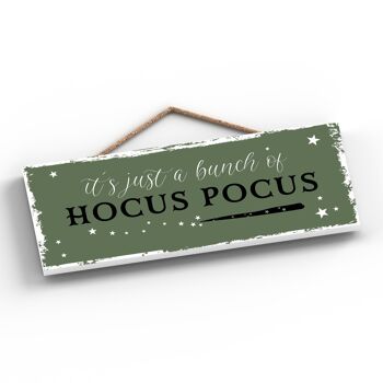 P2925 - Hocus Pocus Rectangle Witchcraft Thème Halloween Plaque à suspendre en bois 2