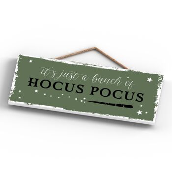 P2925 - Hocus Pocus Rectangle Witchcraft Thème Halloween Plaque à suspendre en bois 4