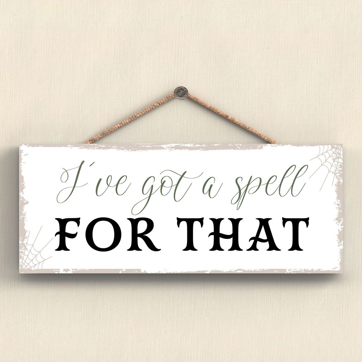 P2926 - Incantesimo per quel rettangolo targa da appendere in legno di Halloween a tema stregoneria
