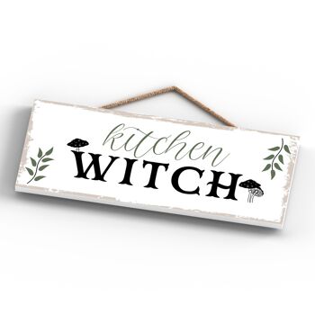 P2928 - Plaque à suspendre en bois rectangulaire sur le thème de la sorcellerie aux champignons de sorcière de cuisine 4