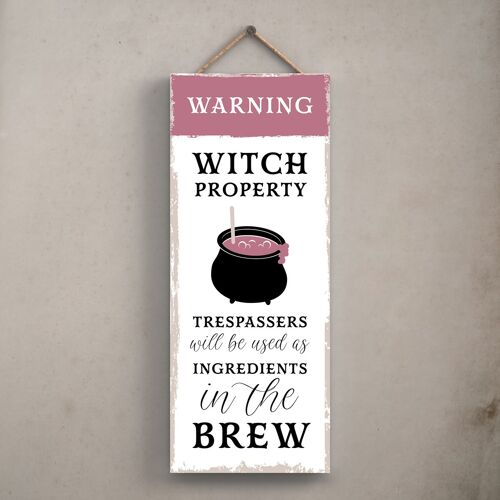 P2944 - Trespassers Ingredients Rectangle Witchcraft Themed Halloween Wooden Hanging Plaque