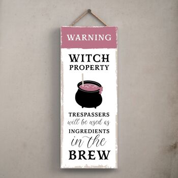 P2944 - Trespassers Ingredients Rectangle Witchcraft Themed Halloween Plaque à suspendre en bois 1