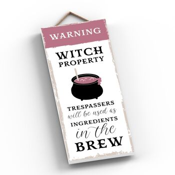 P2944 - Trespassers Ingredients Rectangle Witchcraft Themed Halloween Plaque à suspendre en bois 2