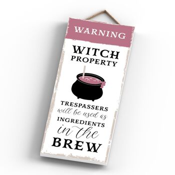 P2944 - Trespassers Ingredients Rectangle Witchcraft Themed Halloween Plaque à suspendre en bois 4