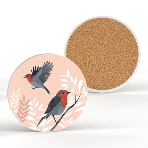 P2948 - Robins Appear Decorative Ceramic Circular Coaster
