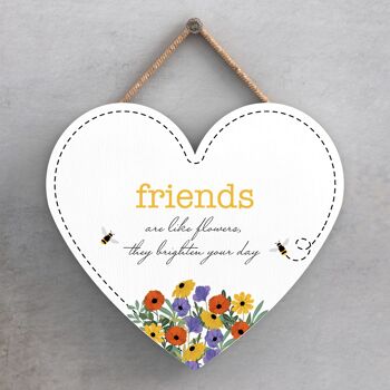 P2952 - Plaque à suspendre en bois sur le thème des prairies printanières Friends Like Flowers 1