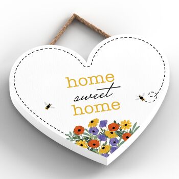 P2953 - Plaque à suspendre en bois sur le thème de la prairie printanière Home Sweet Home 2