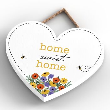 P2953 - Plaque à suspendre en bois sur le thème de la prairie printanière Home Sweet Home 4