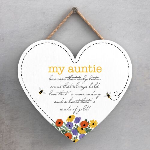 P2954 - My Auntie Spring Meadow Theme Wooden Hanging Plaque