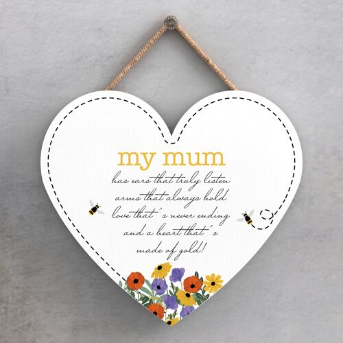 P2955 - My Mum Spring Meadow Theme Wooden Hanging Plaque