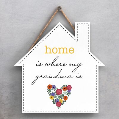 P2958 - Home Where My Grandma Is Spring Meadow Theme Wooden Hanging Plaque