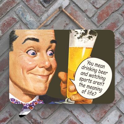P2970 - Drinking Beer Humourous Pin Up Themed Speech Bubble Shaped Wooden Hanging Plaque