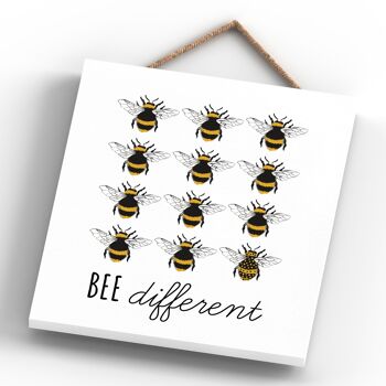 P3025 - Plaque à suspendre rectangulaire en bois décorative sur le thème des abeilles différentes 4