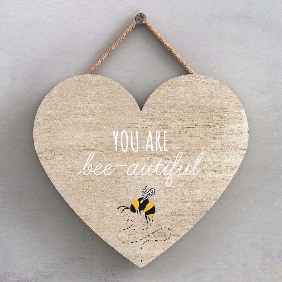 P3050 – You Are Bee-Autiful Dekoratives Holzschild zum Aufhängen in Herzform mit Bienenmotiv