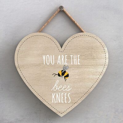 P3051 - You Are The Bees Rodillas Placa colgante en forma de corazón decorativa de madera con tema de abeja