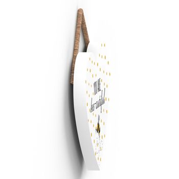 P3078 - Plaque décorative à suspendre en forme de cœur en bois sur le thème de l'abeille blanche You Are Bee 3