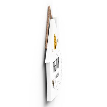 P3093 - Plaque à suspendre décorative en forme de maison en bois sur le thème de l'abeille 3