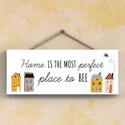 P3101 – Most Perfect Place, dekoratives rechteckiges Holzschild zum Aufhängen mit Bienenmotiv
