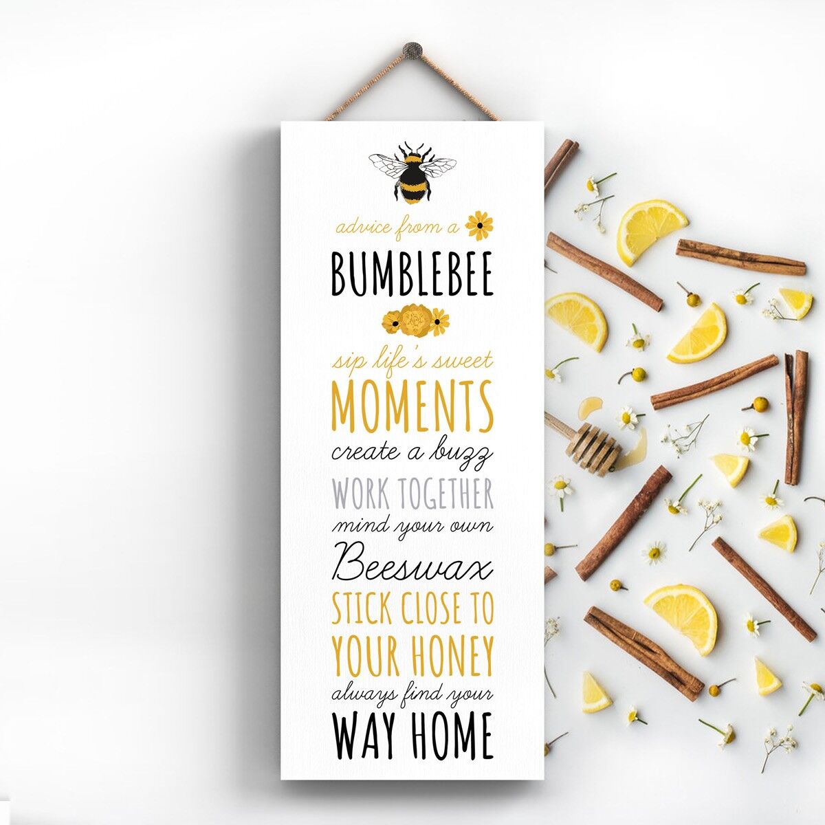 P3108 - Consigli da una targa decorativa rettangolare in legno a tema ape