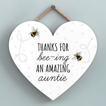 P3116-10 - Thanks For Bee-Ing Amazing Auntie Bee Plaque à suspendre en forme de cœur