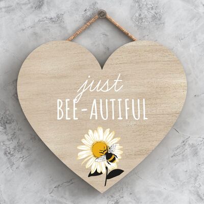 P3125 - Just Bee-Autiful Targa decorativa da appendere a forma di cuore in legno a tema ape