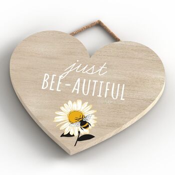 P3125 - Plaque décorative à suspendre en forme de cœur en bois sur le thème de l'abeille Just Bee-Autiful 4