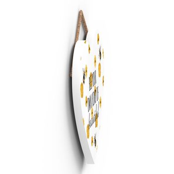 P3145 - Bee Your Own Kind Plaque à suspendre décorative en bois en forme de cœur sur le thème de l'abeille blanche 3