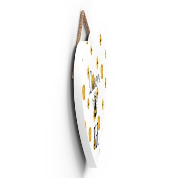 P3153 - Plaque décorative à suspendre en forme de cœur en bois sur le thème de la reine des abeilles blanches 3