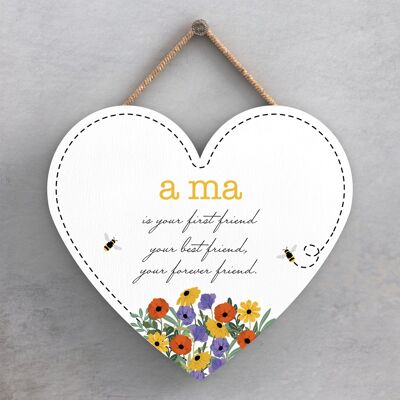 P3205-2 - Home Is Where My Ma Is Spring Meadow Theme Wooden Hanging Plaque
