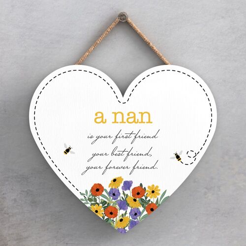 P3205-7 - Home Is Where My Nan Is Spring Meadow Theme Wooden Hanging Plaque