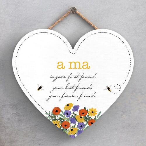 P3206-2 - Home Is Where My Ma Is Spring Meadow Theme Wooden Hanging Plaque