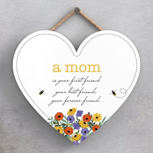 P3206-4 - Home Is Where My Mom Is Spring Meadow Theme Wooden Hanging Plaque