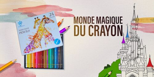 Boîte de 24 &  36 crayons de couleur pour dessin et peinture - 24 couleurs