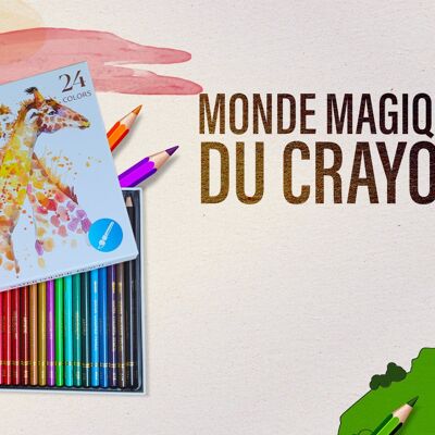 Boîte de 24 &  36 crayons de couleur pour dessin et peinture - 24 couleurs