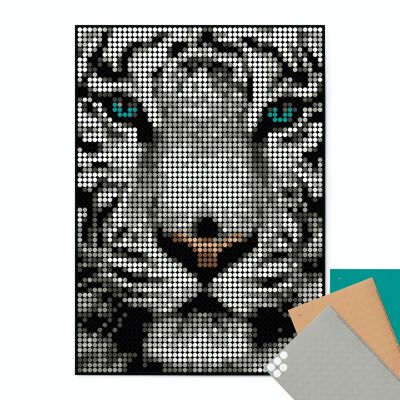 Set de pixel art con puntos de pegamento - tigre 50x70 cm
