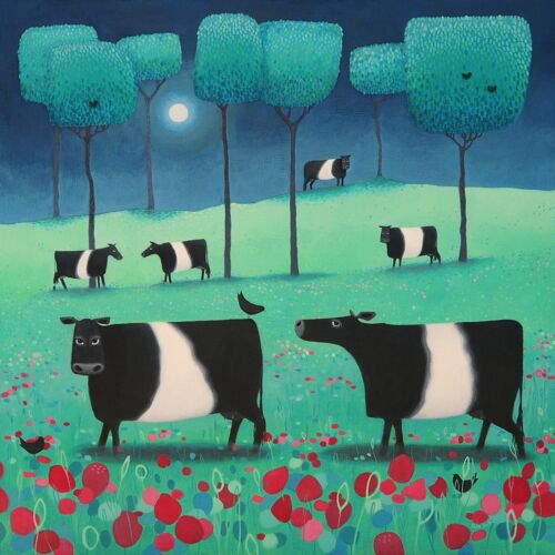 Blank greetings card - Belties in green and blue