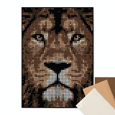 Ensemble pixel art avec points de colle - lion 50x70 cm