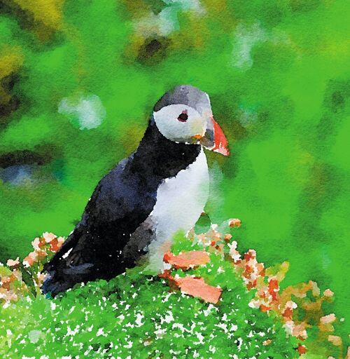 10cm mini card - Puffin