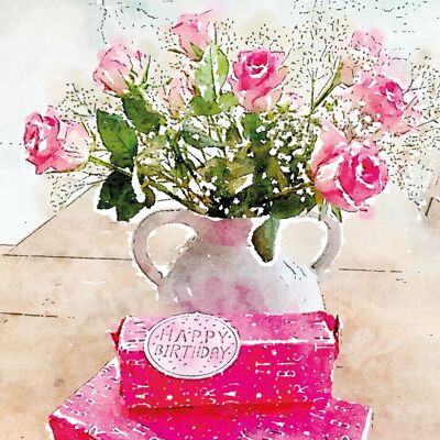 10cm mini card - Birthday bouquet
