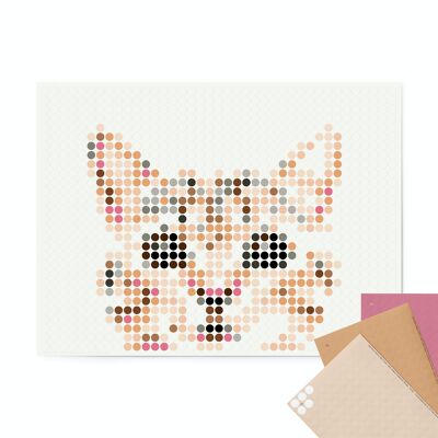 Set pixel art con punti colla - gatto 30x40 cm