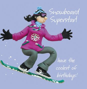 Carte d'anniversaire - Superstar du snowboard (femme)