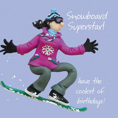 Carte d'anniversaire - Superstar du snowboard (femme)