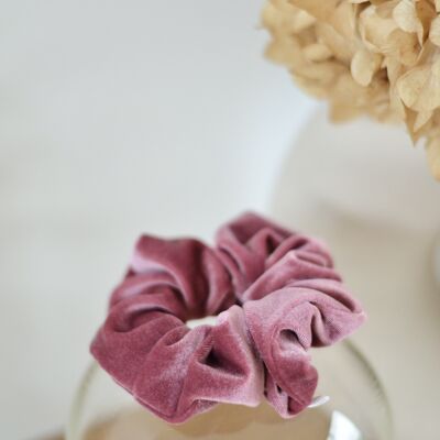 Chouchou velours vieux rose