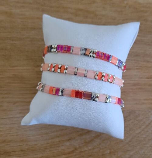 TILA - 3 bracelets - bijoux - femme -  orange version argentée -  cadeaux - Fête des mères